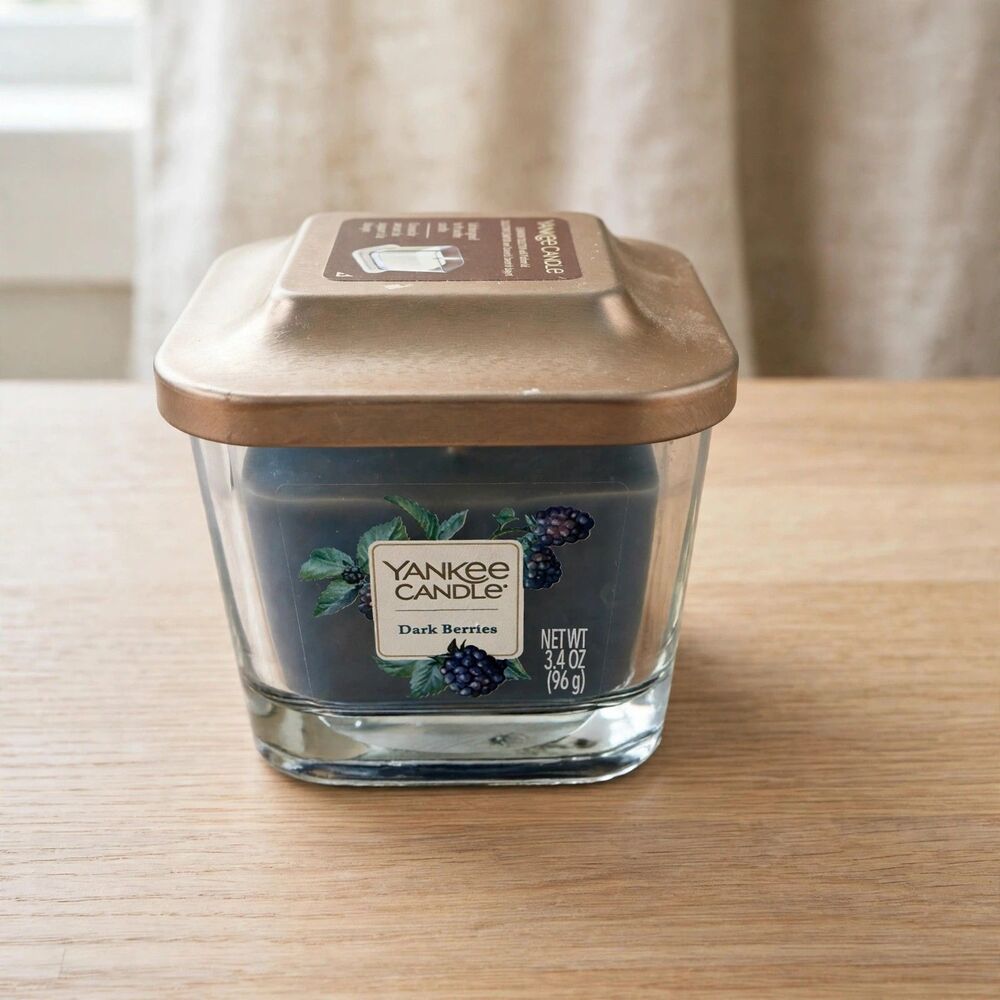 Rare Yankee Candle Dark Berries Elevation Square Jar 3.4 oz Platform Lid NEW